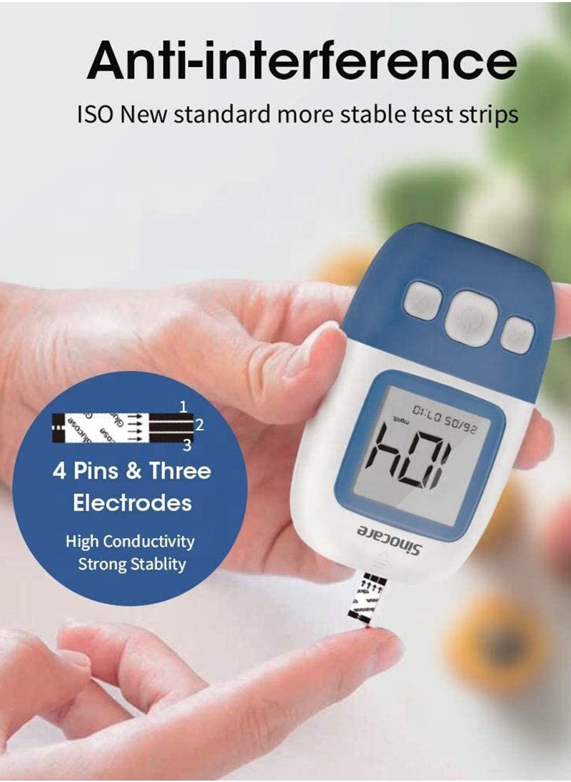 SINOCARE - Sinocare Blood Glucose Meter System, Multi-Lingual Voice, Talk Function,  50 Test Strips, 50 Lancing Device, 1 Blood Sugar Monitor, Blood Sugar Test Kit - Image 1