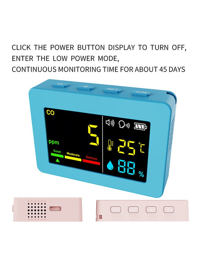 Generic - Portable Air Quality Meter 3in1 CO Temperature and Humidity Tester Color Screen Carbon Monoxide Detector with Voice Alarm and Electric Quantity Display Function - Image 1