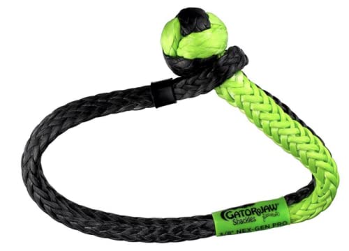 Bubba Rope 176746NGGB Heavy Duty 3/8" Synthetic Shackle NexGen PRO Gator Jaw Breaking Strength of 47,000 lb with HMPE in Green and Black, Accessory Ideal for Recovery and Towing Stuck Vehicle - Image 2