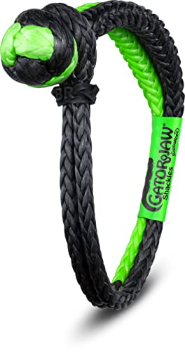 Bubba Rope 176746NGGB Heavy Duty 3/8" Synthetic Shackle NexGen PRO Gator Jaw Breaking Strength of 47,000 lb with HMPE in Green and Black, Accessory Ideal for Recovery and Towing Stuck Vehicle - Image 1