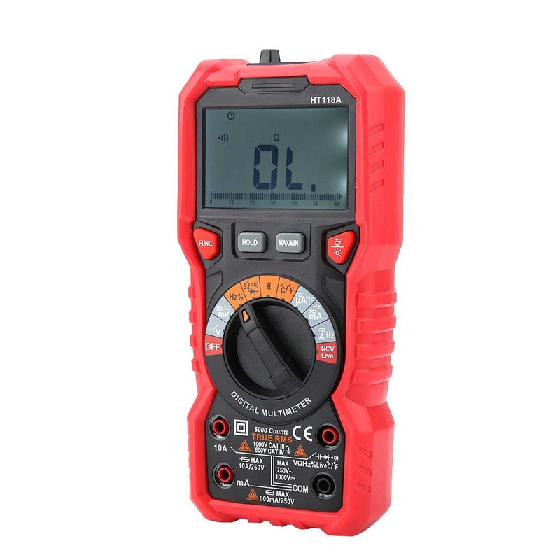 Digital Multimeter HT118A AC DC Voltage Tester with Backlit LCD Flashlight Data Hold - Image 3