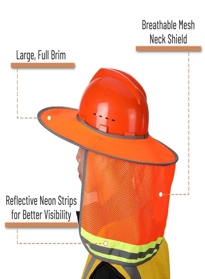 UNCO- Hard Hat Sun Shield, 2 Pack, Orange, Full & Standard Brim Mesh Sunshade High Visibility Reflective, Hard Hat Accessories - Image 3