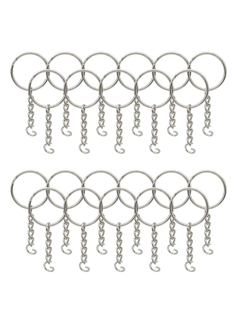 Generic 100 Pack Bulk Keyring Set Split Key Chain Rings with 1 inch Large Chains Heavy Duty Metal Keychain Ring Easy to Use Open Jump Rings Strong Small Round DIY Jewelry Making Keyrings Kit  - Image 1