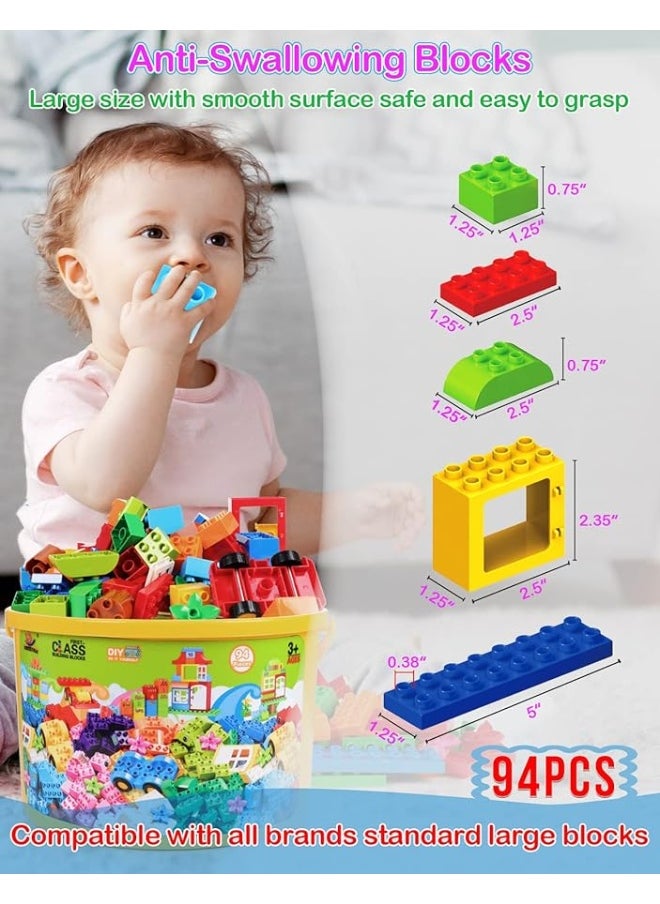 EP EXERCISE N PLAY Large Building Blocks Set 94 Pcs Classic Big Blocks STEM Toy Bricks Kids PreSchool Toy Early Learning First Building Blocks Ideal Great Gift for Toddler Boys Girls Age 345678  - Image 1