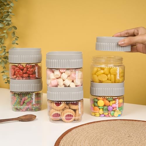 Nayasa Refresh Container 500 ML BPA Free Food Grade Airtight Kitchen Storage Stackable Containers- Set Of 6 | Grey - Image 2