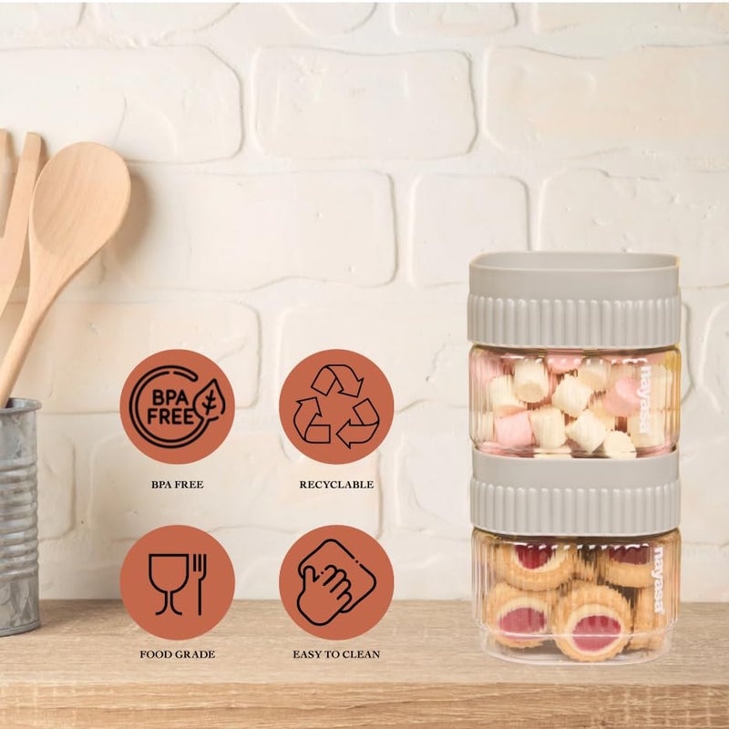 Nayasa Refresh Container 500 ML BPA Free Food Grade Airtight Kitchen Storage Stackable Containers- Set Of 6 | Grey - Image 4