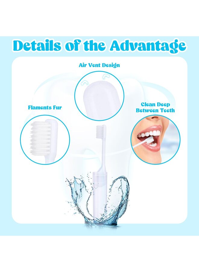 مجموعة فرشاة أسنان للسفر، فرشاة أسنان ناعمة قابلة للطي محمولة مع مجموعة معجون أسنان صغيرة للتخييم والمشي لمسافات طويلة ورحلات العمل (8 قطع) - Image 2