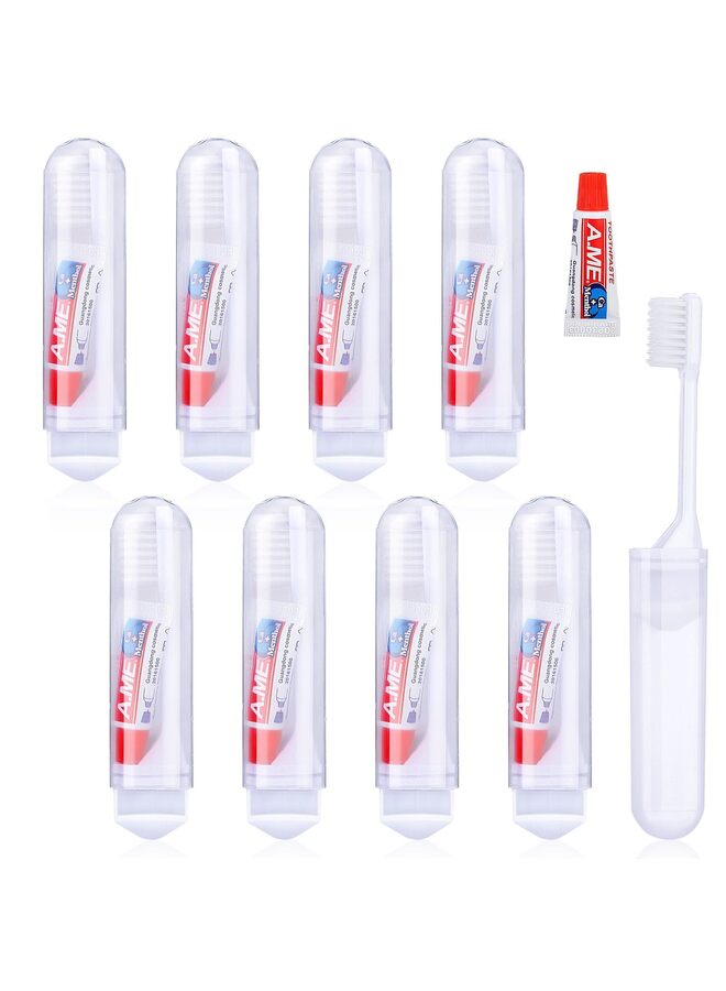 مجموعة فرشاة أسنان للسفر، فرشاة أسنان ناعمة قابلة للطي محمولة مع مجموعة معجون أسنان صغيرة للتخييم والمشي لمسافات طويلة ورحلات العمل (8 قطع) - Image 1