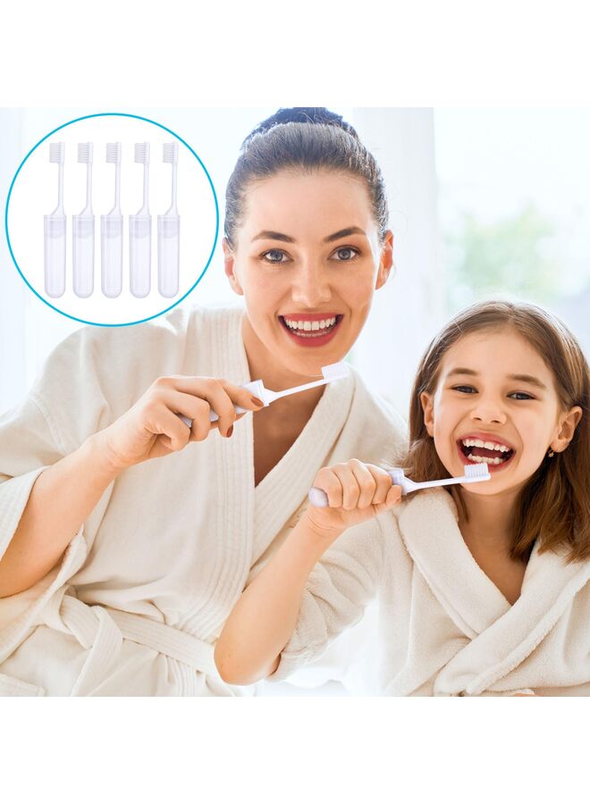 مجموعة فرشاة أسنان للسفر، فرشاة أسنان ناعمة قابلة للطي محمولة مع مجموعة معجون أسنان صغيرة للتخييم والمشي لمسافات طويلة ورحلات العمل (8 قطع) - Image 4