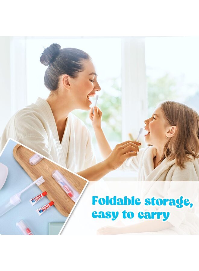 مجموعة فرشاة أسنان للسفر، فرشاة أسنان ناعمة قابلة للطي محمولة مع مجموعة معجون أسنان صغيرة للتخييم والمشي لمسافات طويلة ورحلات العمل (8 قطع) - Image 3
