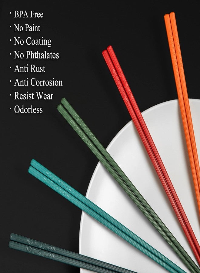 SUPJOYES 5 Pairs Fiberglass Chopsticks - Multicolor Reusable Chopsticks Dishwasher Safe, Japanese Chinese Chop Sticks with Cherry Blossom Pattern, 9 1/2 Inches - Image 2