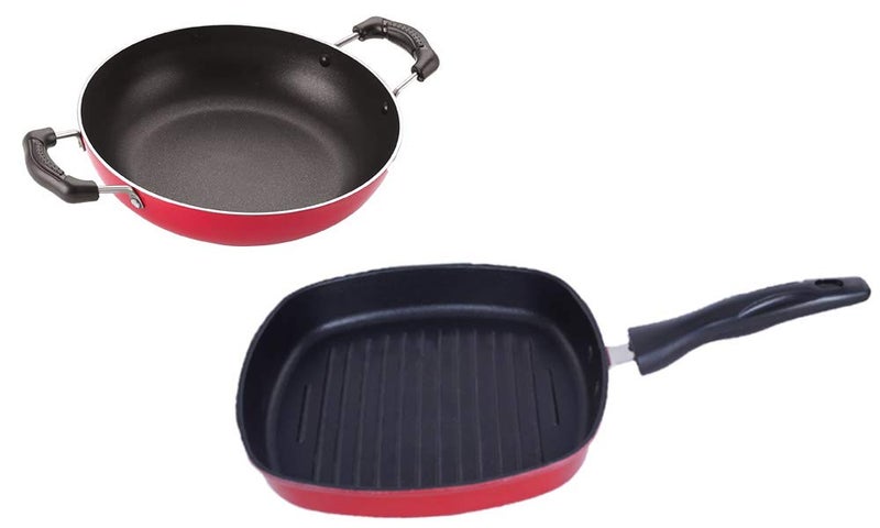 Nirlon Nirlon Non Stick Pots and Pans Non Stick Cookware Set of 2 Pieces with Bakelite Handle(_KD14_GP24)