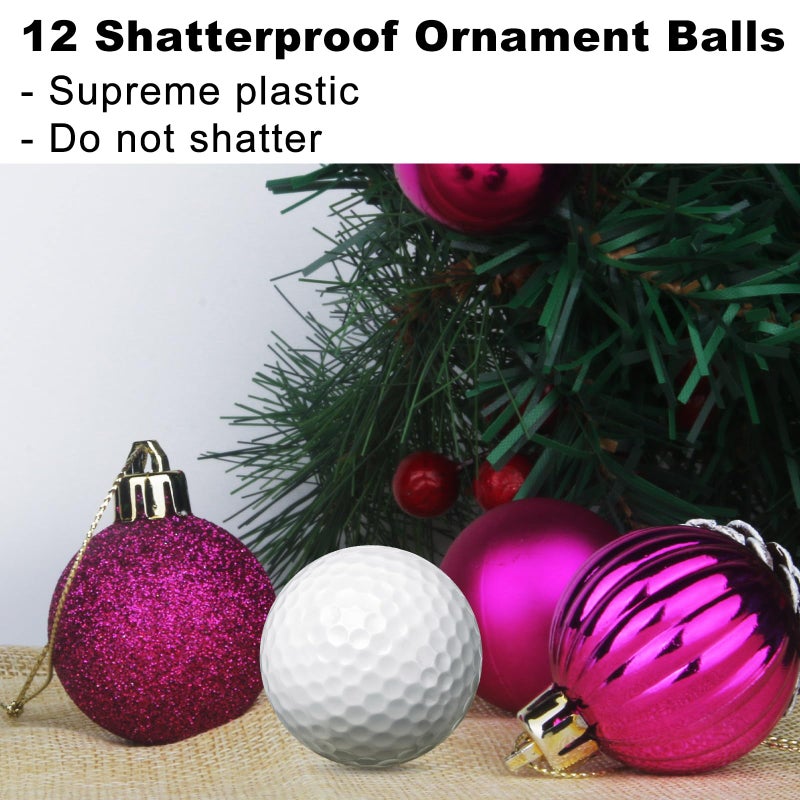 GameXcel Fuchsia 1.6"" Small Christmas Balls Christmas Tree Decoration Ornaments Shatterproof Hanging Balls for Birthday Halloween Holiday Wedding Decorations Set of 12pcs - Image 3