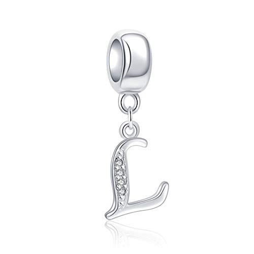 SOUKISS Letter L Charm Sterling Silver 925 Initial A-z Alphabet Beads Name Charm for Bracelet Charms - Image 1