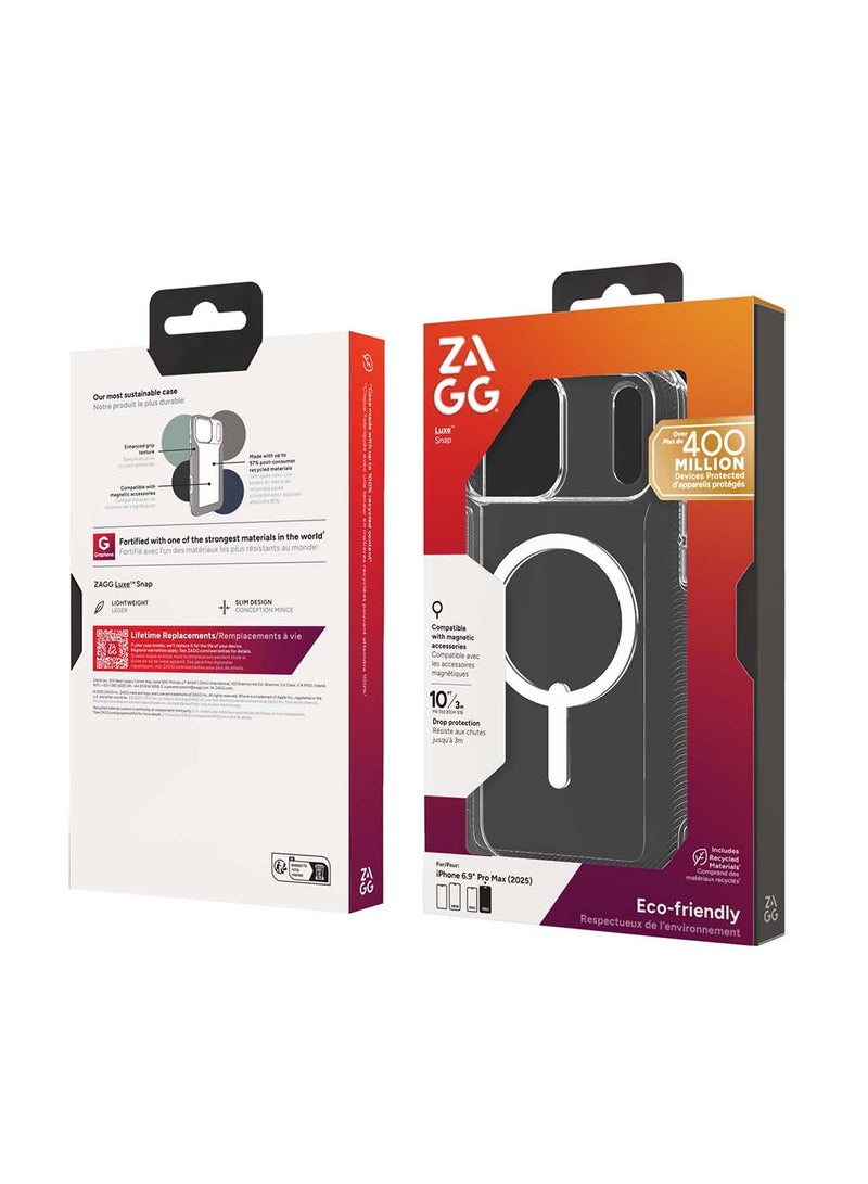 زاج حافظة آيفون 17 برو ماكس – غلاف رفيع واقي متوافق مع ماغسيف مع قوة الجرافين وحماية من السقوط حتى 10 أقدام – شفاف