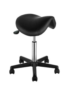 VEVOR VEVOR Saddle Stool with Wheels 400 LBS Weight Capacity Ergonomic Rolling Saddle Stool Height Adjustable Thickened PU Leather Swivel Saddle Stools Chair for Salon Spa Tattoo Clinic Black 