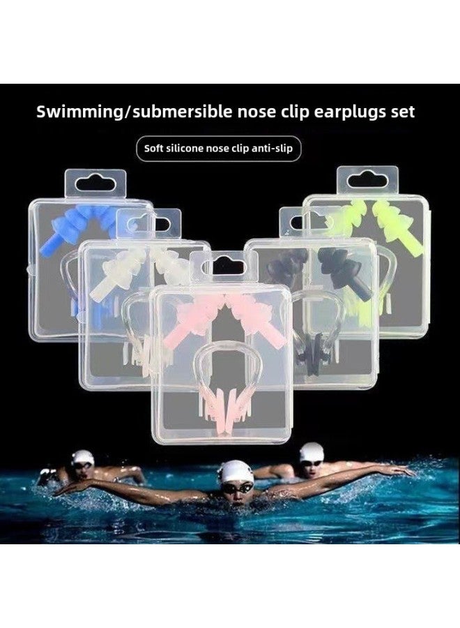 Generic Earplugs Nose Clip Silicone Boxed Nose Clip Earplugs Suit Swimming Equipment Supplies Children Adult Waterproof Swimming Special-Color:Orange - Image 2
