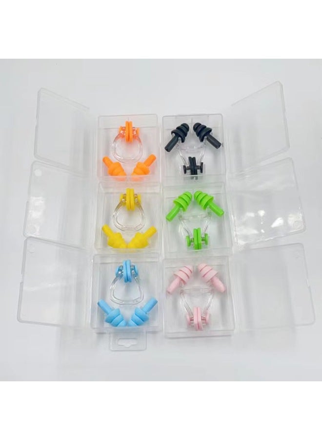 Generic Earplugs Nose Clip Silicone Boxed Nose Clip Earplugs Suit Swimming Equipment Supplies Children Adult Waterproof Swimming Special-Color:Orange - Image 5