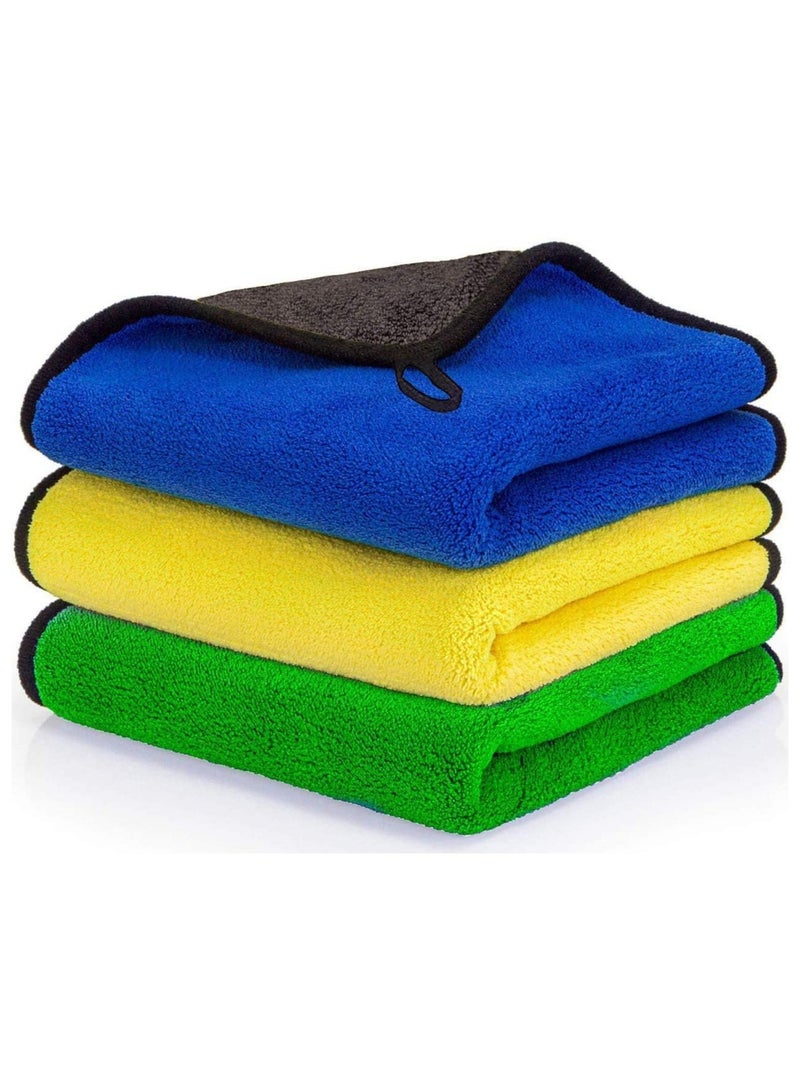 AMM Car Drying Towel 3-Pack | Multipurpose Microfiber Cleaning Cloth for Cars, Kitchen, Windows & More | Reusable, Super Absorbent, Streak-Free - Image 1