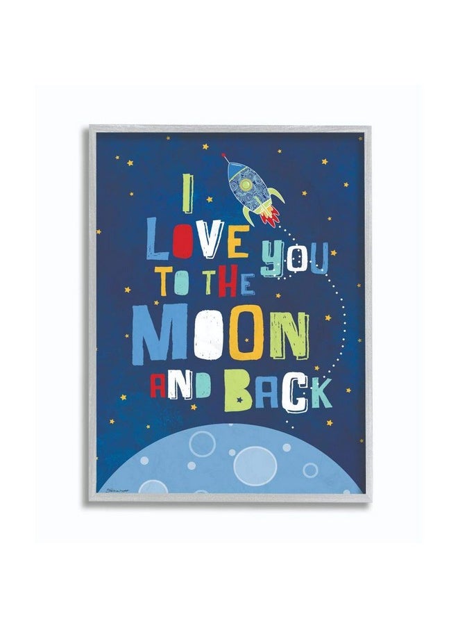 Stupell Industries I Love You Moon And Back Rocket Ship Grey Framed Wall Art 16X20 Design By Artist Stephanie Workman Marrott  - Image 2