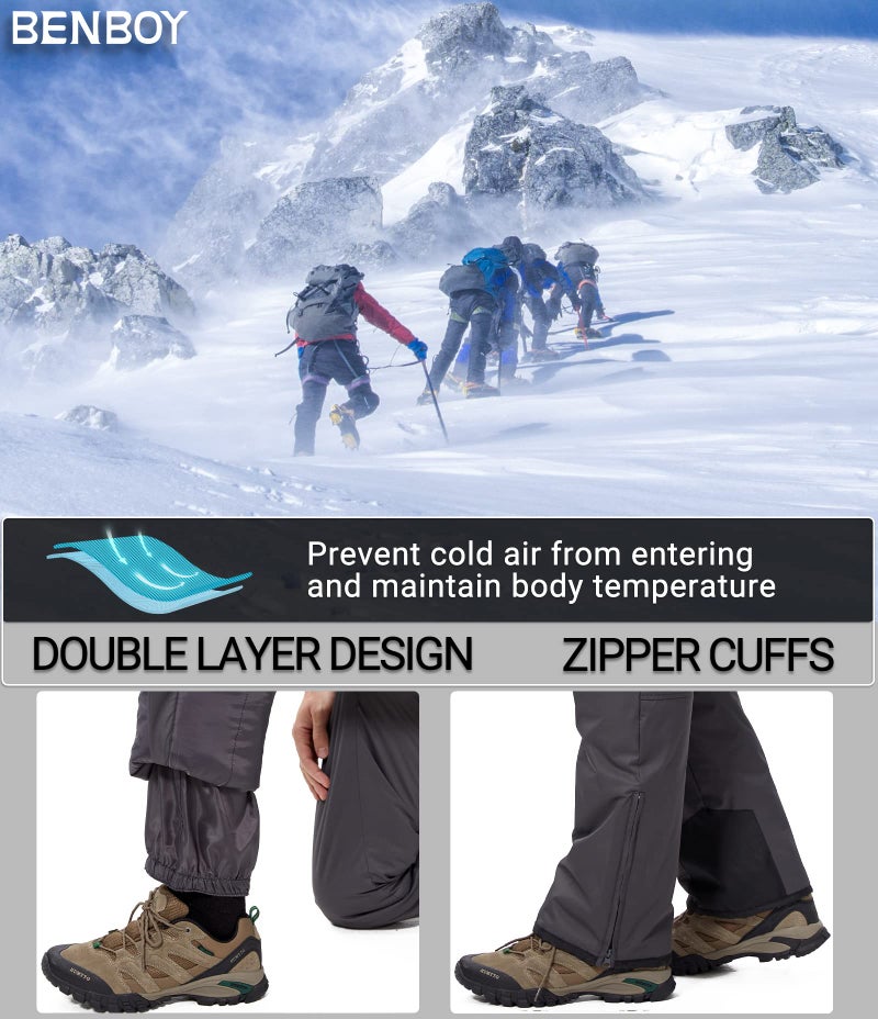 BenBoy Mens Snow Bibs Ski Pants Softshell Waterproof Insulated Ripstop Snowboarding Overalls Winter,HXK8018M-Grey1-XL - Image 3