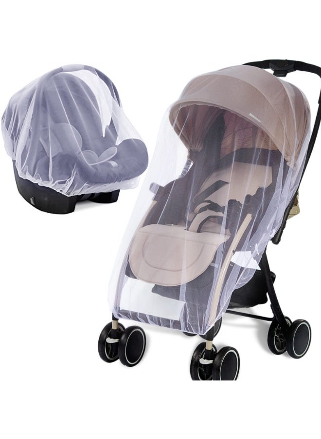 Mosquito Net for Stroller - Protective Baby Stroller Mosquito Net - Perfect Bug Netting for Strollers, Bassinets, Cradles, Playards, Pack N Plays and Portable Mini Crib (White) | Universal Bug Netting for Strollers, Cradles, Playards