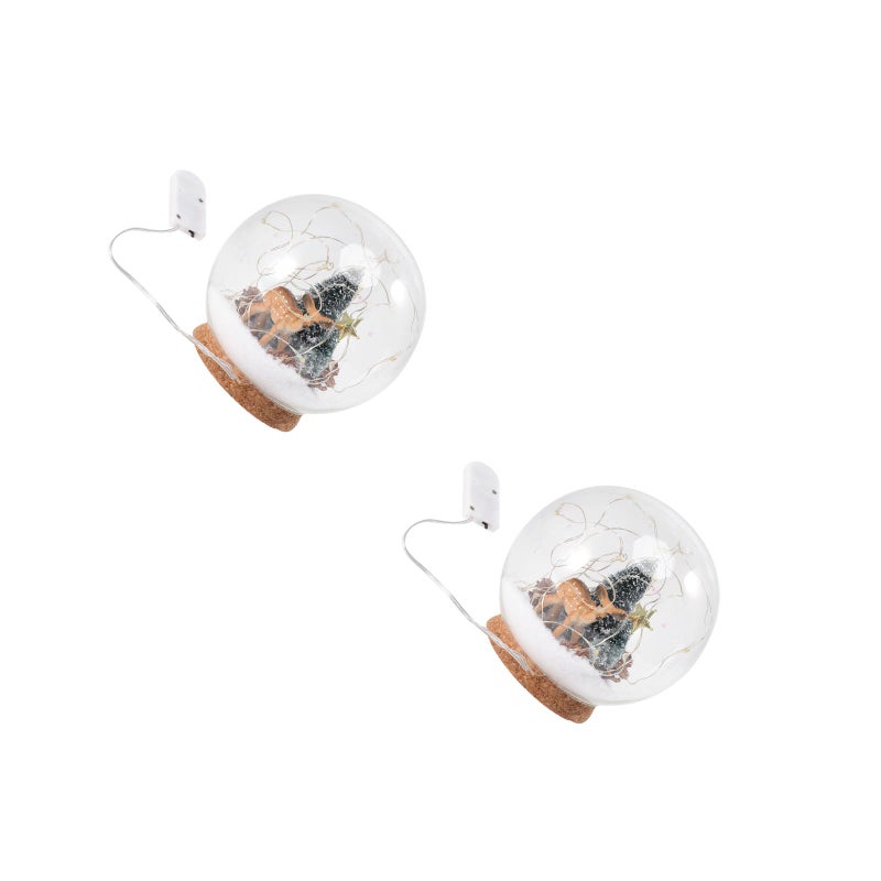 2pcs Crystal Romantic Glass Lights Deer Decorative Lamp Desktop Ornament (Powered by Button Cell) - Image 1