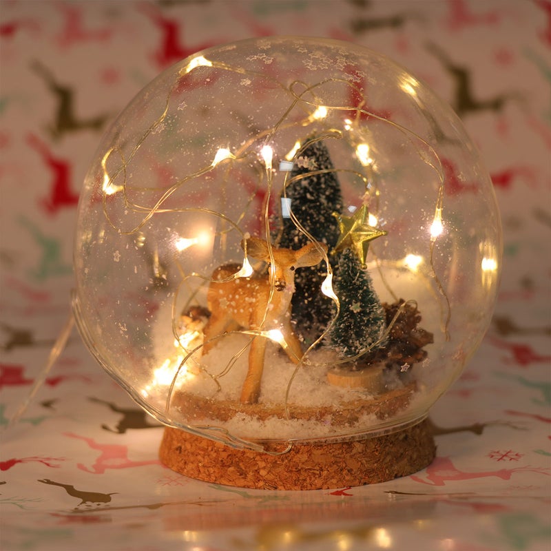 2pcs Crystal Romantic Glass Lights Deer Decorative Lamp Desktop Ornament (Powered by Button Cell) - Image 2
