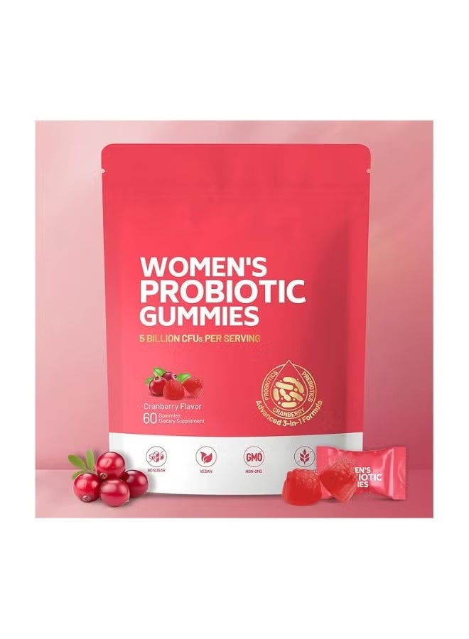 Day Wins Women's Probiotic Gummies, Women Probiotic, Feminine Balance pH Gummies for Healthy Odor, Yeast Balance & Flora + Vitamin C for Immune Support -Cranberry Probiotics 60 Gummies - Image 1