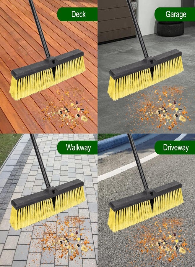 BeiLan 18 Inches Push Broom Outdoor- Heavy Duty Commercial Broom with 64.5" Long Handle and Stiff Bristles for Patio Garage Deck Concrete Wood Stone Tile Driveway Yard Warehouse Shop Floor Cleaning - Image 4