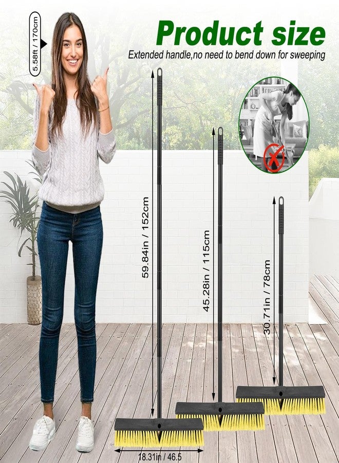 BeiLan 18 Inches Push Broom Outdoor- Heavy Duty Commercial Broom with 64.5" Long Handle and Stiff Bristles for Patio Garage Deck Concrete Wood Stone Tile Driveway Yard Warehouse Shop Floor Cleaning - Image 2