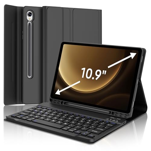 SENGBIRCH Keyboard Case for Samsung Galaxy Tab S10 FE/S9 FE 10.9-inch, Galaxy Tab S9 11-inch Case with Keypad, Smart Cover for Galaxy Tab S9 fe Keyboard, S Pen Holder&Charging Folio for S10FE 2025/S9FE, Black - Image 1