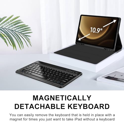 SENGBIRCH Keyboard Case for Samsung Galaxy Tab S10 FE/S9 FE 10.9-inch, Galaxy Tab S9 11-inch Case with Keypad, Smart Cover for Galaxy Tab S9 fe Keyboard, S Pen Holder&Charging Folio for S10FE 2025/S9FE, Black - Image 3