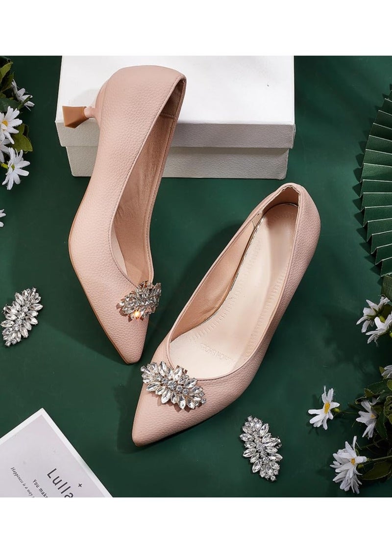 2 Pairs Shoe Clips, 2 Colors Crystal Rhinestones Wedding Party Prom Shoe Clips Buckles Decorations for Women (Golden/Platinum) - Image 5