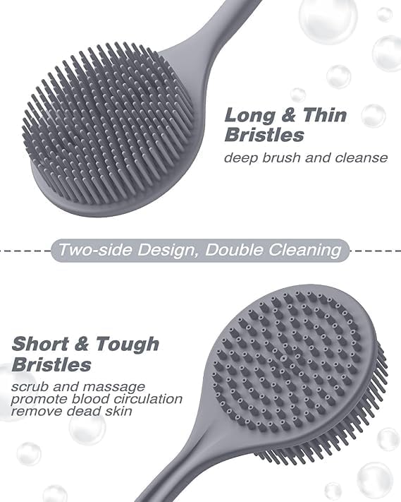 PADAR Soft Silicone Back Scrubber Shower Bath Body Brush with Long Handle, BPA-Free, Hypoallergenic, Eco-Friendly(Silicone Bath Brush)(Multicolor) - Image 5