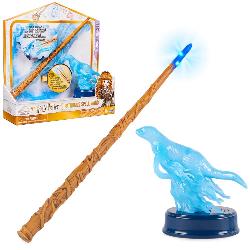 Wizarding World Harry Potter, 13-inch Hermione Granger Patronus Spell Wand with Otter Figure, Lights and Sounds, Kids Toys for Ages 6 and up - Image 1