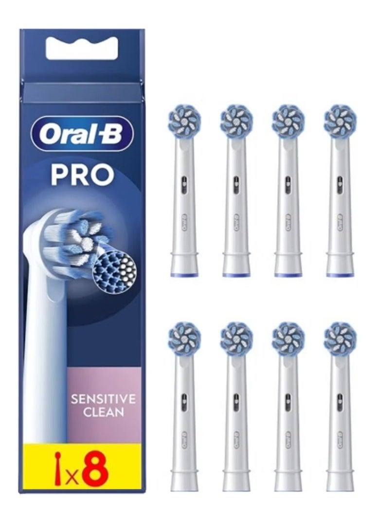 أورال بي رأس فرشاة الأسنان الكهربائية النظيفة الحساسة Oral-B Pro ، على شكل X و فرشات ناعمة إضافية لإزالة الفرشاة اللطيفة وإزالة اللوحة ، حزمة من 8 رؤوس فرشاة الأسنان ، أبيض (قد تختلف التعبئة) - Image 1