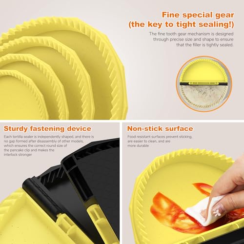 Aopigavi 4 Pack Tortilla Sealers, 4-In-1 10"+8"+6"+4" Flour Tortilla Crimper, Quesadilla Maker, Tortilla Press - Make Tacos, Crumpet, Calzones, Burritos - Environmentally Friendly Biodegradable Material - Image 5
