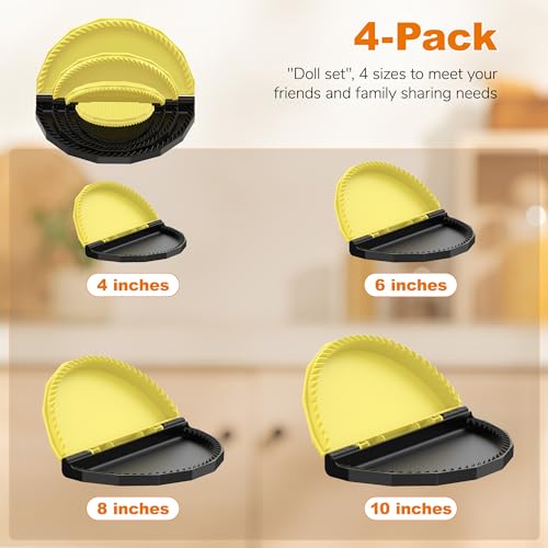Aopigavi 4 Pack Tortilla Sealers, 4-In-1 10"+8"+6"+4" Flour Tortilla Crimper, Quesadilla Maker, Tortilla Press - Make Tacos, Crumpet, Calzones, Burritos - Environmentally Friendly Biodegradable Material - Image 4