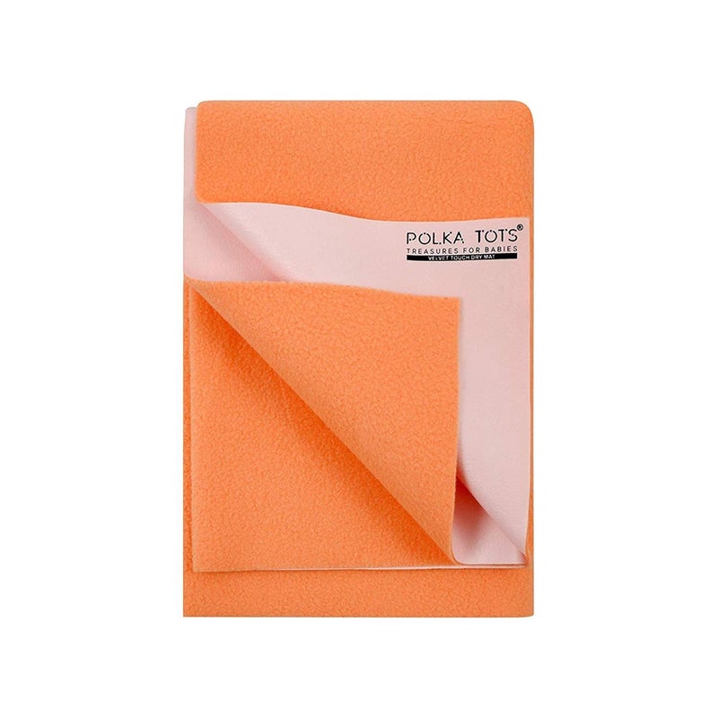 Polka Tots POLKA TOTS Waterproof Reusable Baby Bed Protector Absorbent Mat Dry Sheet for New Born Infants Peach 140 X 200 CM Extra Large  - Image 1