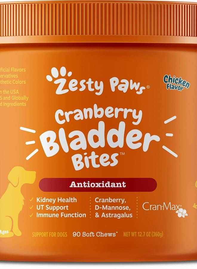 Zesty Paws Cranberry for Dogs - UT Incontinence Support + Immune Health Dog Antioxidant - Urinary Tract UTI & Kidney + Bladder Support - D-Mannose + Organic Marshmallow & Licorice - 90 Chew Treats - Image 1