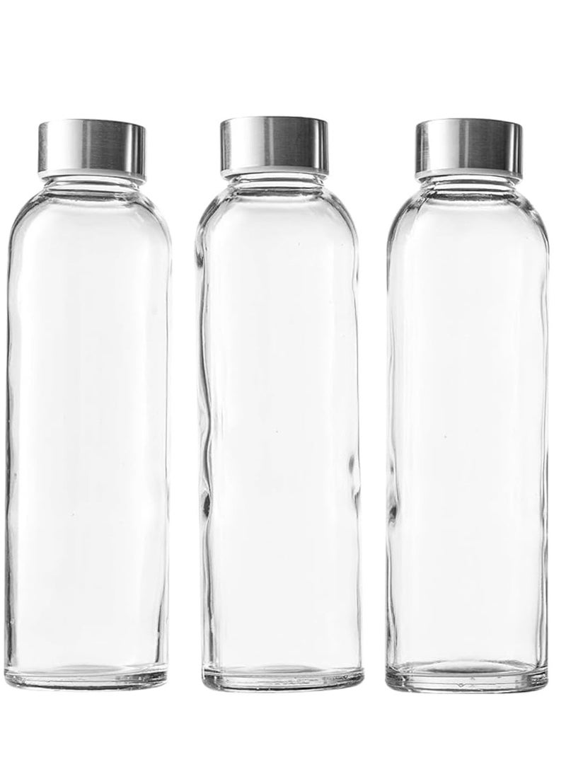 Luxoraq 300ml Glass Juice Bottles with Leakproof Stainless Steel Lids - BPA-Free, Wide Mouth 10oz Bottles for Smoothies, Juices, Infused Water - Reusable & Portable (Pack of 3) - Image 3