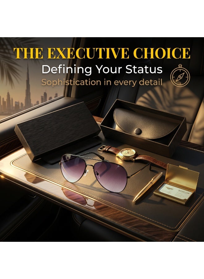 Double Beam Metal Aviator Sunglasses Gradient Lens Fashion Eyewear for Men Women Travel Driving Beach Vacation With Storage Case - Image 1