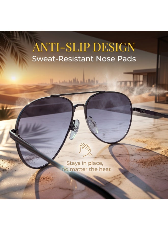 Double Beam Metal Aviator Sunglasses Gradient Lens Fashion Eyewear for Men Women Travel Driving Beach Vacation With Storage Case - Image 4