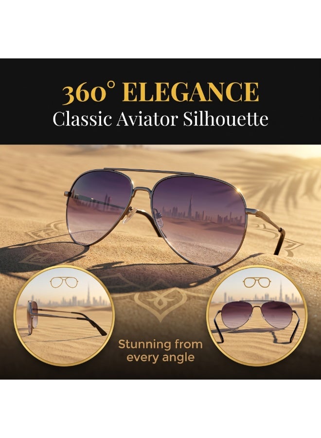 Double Beam Metal Aviator Sunglasses Gradient Lens Fashion Eyewear for Men Women Travel Driving Beach Vacation With Storage Case - Image 5
