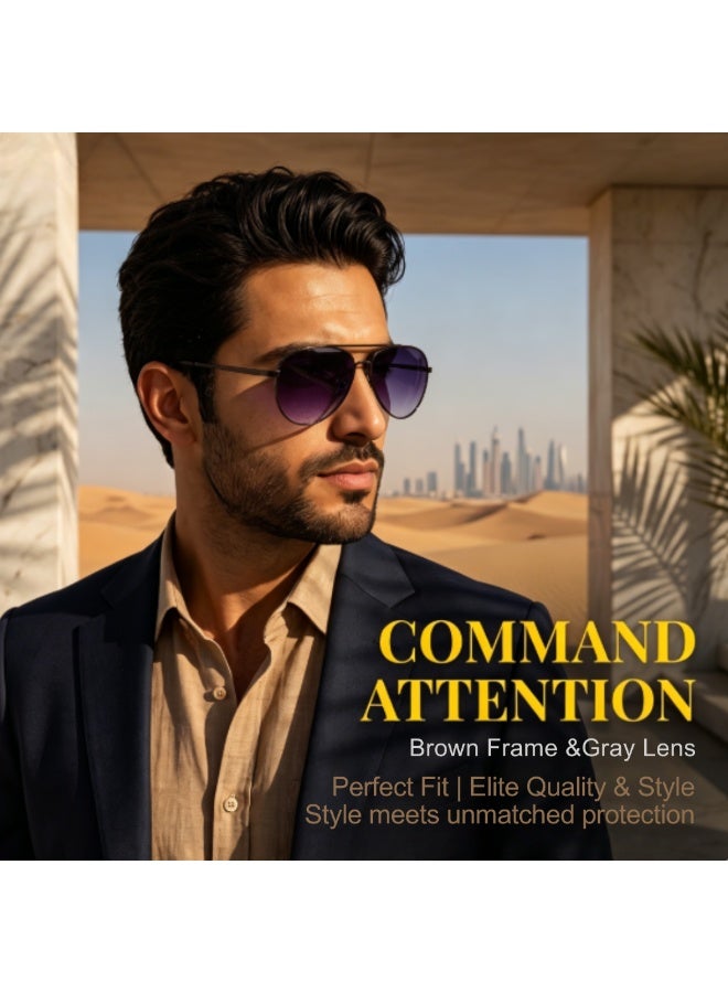 Double Beam Metal Aviator Sunglasses Gradient Lens Fashion Eyewear for Men Women Travel Driving Beach Vacation With Storage Case - Image 3