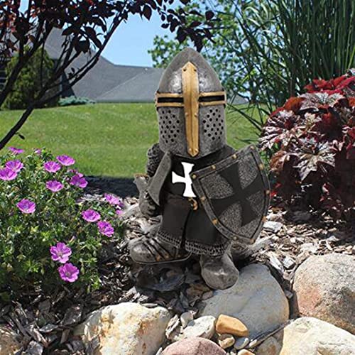 CAFELE Knight Gnomes Guard Garden Statues 2021 Christmas Guardians Gnomes, Renaissance Medieval Cross Templar Crusader Figurine, Armor Miniature European Knights Sculpture for Yard Lawn Art Decor (8 pcs) - Image 5