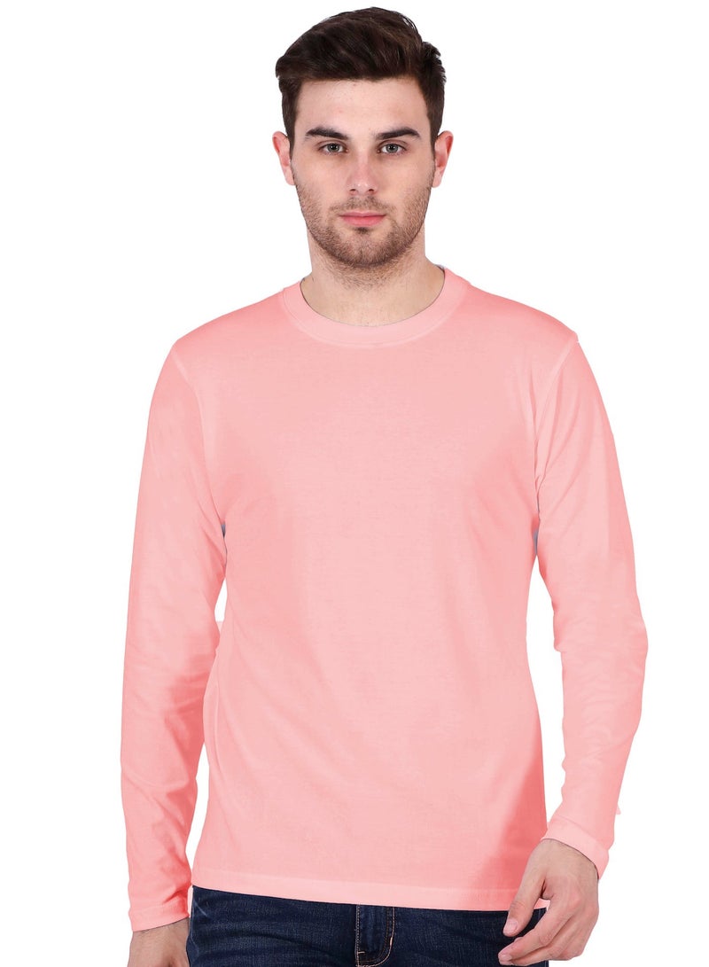 RSO Outfits Baby Pink Men's Cotton Round Neck Full Sleeve  Tshirt - Image 1