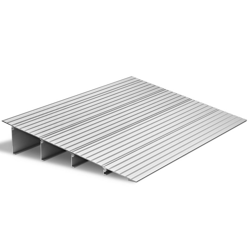 VEVOR Door Threshold Ramp 4â€˜â€™ Rise Aluminum Alloy Threshold Ramp Rated 800 lbs Load Capacity, Handicap Ramps for Home Steps for Wheelchair, Scooters, Power Chairs, Walkers, Bicycle, Tricycle - Image 1