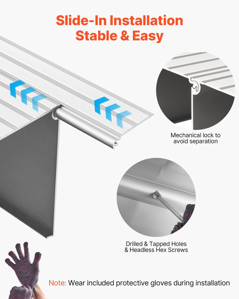 VEVOR Door Threshold Ramp 4â€˜â€™ Rise Aluminum Alloy Threshold Ramp Rated 800 lbs Load Capacity, Handicap Ramps for Home Steps for Wheelchair, Scooters, Power Chairs, Walkers, Bicycle, Tricycle - Image 5